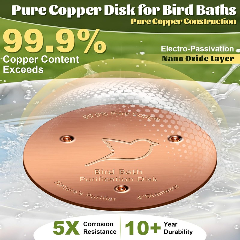NNG 3 Pack Bird Bath Copper Disk,1mm Thick Reinforced 99.9%
