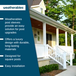 Weatherables 5x5 Post Sleeve – Weatherproof Premium Outdoor Vinyl Post Cover for Lasting Durability and Easy Installation on Decks, Patios, Porches or Mailbox Posts (5" x 5" x 72", White)