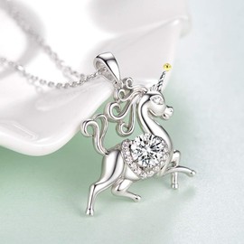 Zavest April Birthstone Necklace Daughter Birthday Gifts Jewellery Gifts for Teen Girls Unicorn Necklace Sterling Silver Animal Jewellery