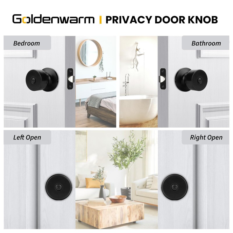 goldenwarm Black Door Knobs Interior, Privacy Door Knob Black Door