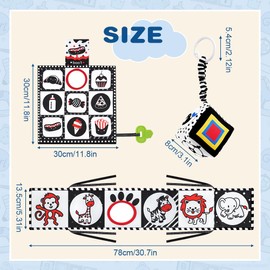 Aolso Contrast Book Black White Fabric Book, Pack of 3 Pram Toy, Cot Sensory Toy, Hanging Toy, Contrast Toy, Sensory Contrast Gift for Early Education