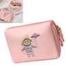 Spaceman Embroidered Mini Makeup Bag Zipper Closure Multi Compartment Travel