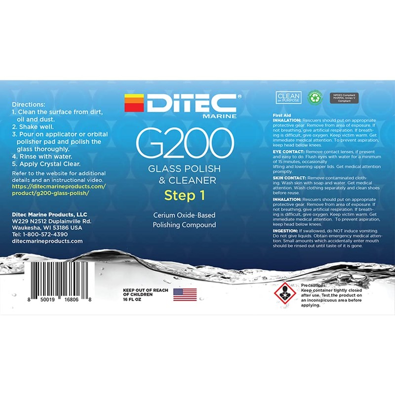 DITEC Marine G200 Marine Boat Glass Polish & Cleaner