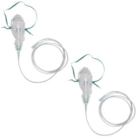 Basic Elongated Adult Oxygen Mask, N.e.b. Cup, 22mm Connector, 7' Tubing- 2 Pack