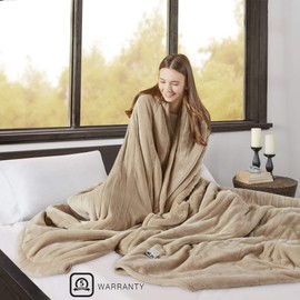 Beautyrest Beautyrest Heated Blanket, Electric Blanket, Soft, Warm, Reversible Plush - Sherpa Heating Blanket with 20 Heat Settings, 1-10 hrs Timer Auto Shut Off, Machine Washable, King (90 inx100 in), Tan