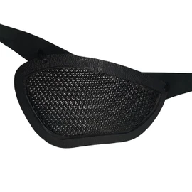 Eye Patch, Mesh, Aero, See Through, Black, Concave, Breathable Fabric, Adult Size, Kydex Frame, Full Grain Leather Strap, Adjustable, Crenshaw style. (Left Mesh)