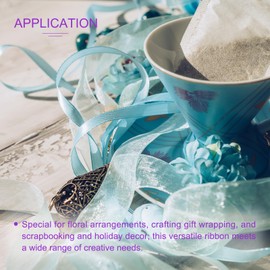 DMiotech 50 Yards Organza Ribbon 5/8 Inch White Chiffon Ribbon Shimmer Sheer Gift Wrapping Ribbons for Flower Bouquets Wedding Birthday DIY Decoration