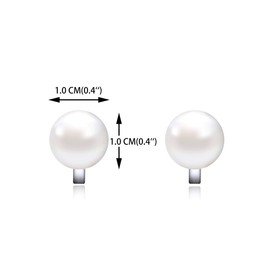 QUKE 10mm Simulated Pearl Clip On Stud Earrings Non Pierced Earrings Jewellery For Women Girls