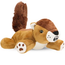 Dog Dog Big Fat Squirrel Plush Chew Toy Stuffed Animal with Squeaker and Smooth Fur and Durable Fabric with Fluffy Tail Surprised Look for Dogs, Kids and Animals