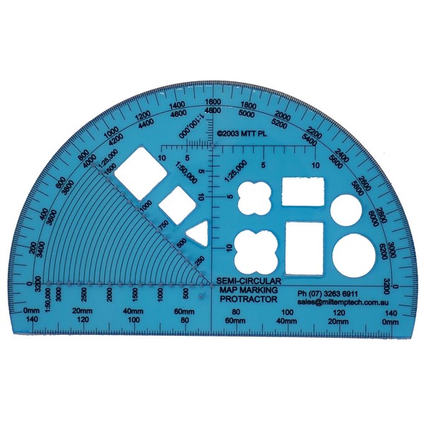 MTT PL Semicircular Warfighting Symbology Stencil Shape Protractor for Angle