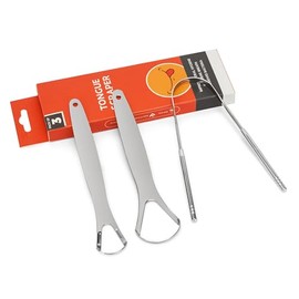 (Pack of 3) Metal Stainless Steel Tongue Scraper for Adults, Reduce Bad Breath, Tongue Scrubber, Easy to Use
