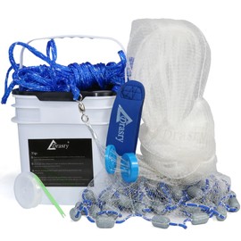 Drasry Saltwater Fishing Cast Net 3/8 and 1/4 Mesh with Heavy Duty Gray Sinker American Monofilament Fish Throw Net for Bait Trap 3FT 4FT 5FT 6FT 7FT 8FT 9FT Radius 1/4, 6FT Radius /180cm