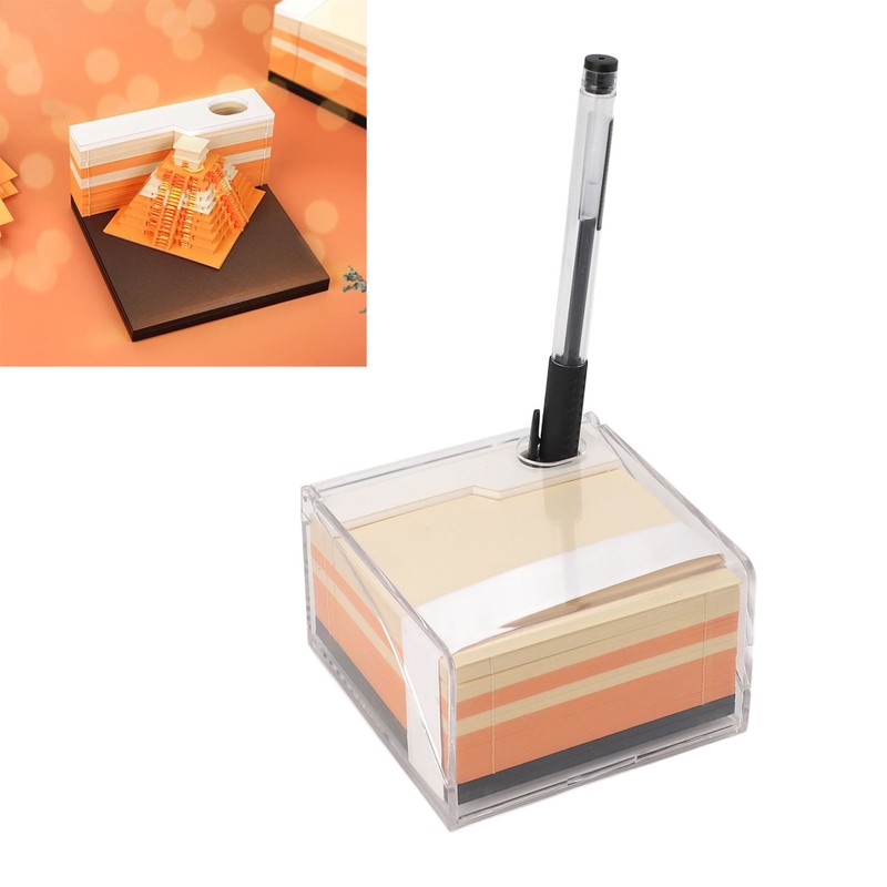 3D Pyramid Notepad LED Light 3D Paper Art Notepad Tear
