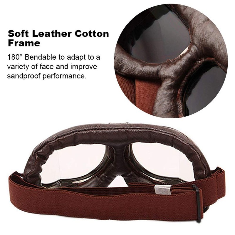 Peicees Vintage Helmet Goggles Motorcycle Goggles Bike Motorcross Pilot Goggle