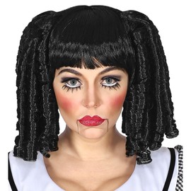 Widmann 11012585 Doll Wig for Women, Black, Standard Size