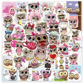 50 PCS Cute Owl Stickers Pack for Water Bottle, Laptop, Phone, Luggage, Skateboard Stickers for Adults Teens Girls Kids