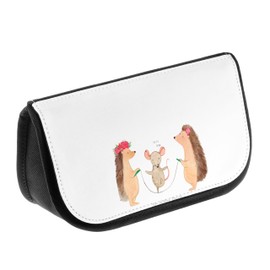 Mr. & Mrs. Panda Cosmetic Bag Hedgehog Rope Jumping - Gift, Cute Animal Motifs, Toiletry Bag, Good Mood, Makeup Bag, Toiletry Bag, Rope Skipping Cosmetic Bag, Mouse, Funny Sayings, Animals, Children, White, Hand drawn