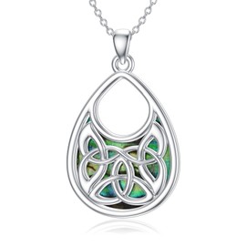 TIGER RIDER Irish Celtic Knot Necklace Sterling Silver Abalone Shell Necklace Celtic Pendant Jewelry Birthday Mothers Day Gifts for Women Wife for Her (Abalone shell)