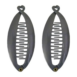 SET OF TWO Grey 3.5 Inch Mini Banana Clip Hair Clincher