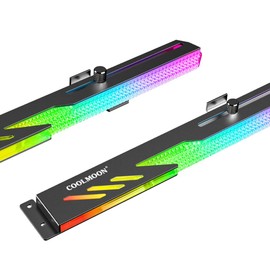 Angitu COOLMOON GT8 Graphics Card Bracket 5V ARGB Multi-Interface Synchronous Horizontal Chassis Decoration GPU Video Card Stand Holder (Black)