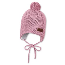 Sterntaler Baby Girl Knitted Hat Baby Bobble Hat Knitted with Ear Flaps, pink