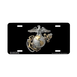 Airstrike USMC License Plate Marines License Plate-Marine Corps Emblem on Black Made in USA Metal License Plate-669