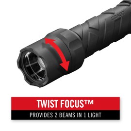 COAST POLYSTEEL 600 1000 Lumen LED Flashlight with Pure Beam Twist Focus, Stainless-Steel Core, Crushproof, Black