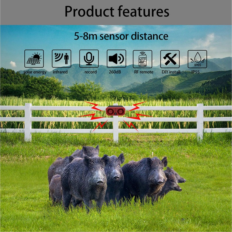 Outdoor Solar Motion Sensor Alarm Waterproof 13 Sounds Dog Barking