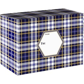 Jillson & Roberts Medium Mailing Gift Boxes, Blue Plaid (12 Pcs)