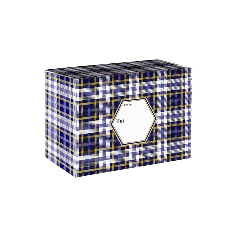 Jillson & Roberts Medium Mailing Gift Boxes, Blue Plaid (12