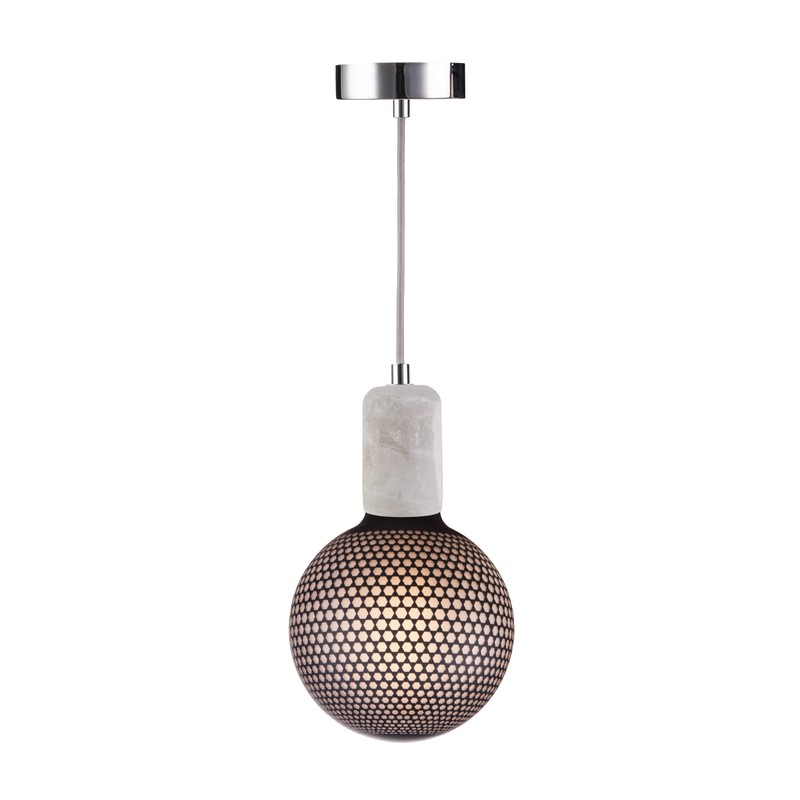 greenandco® Vintage Design LED Lamp Black Patterned (Hexagons) Dimmable E27