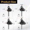 sourcing map 4pcs 45 Degree Chamfer Router Bit Set 1/4