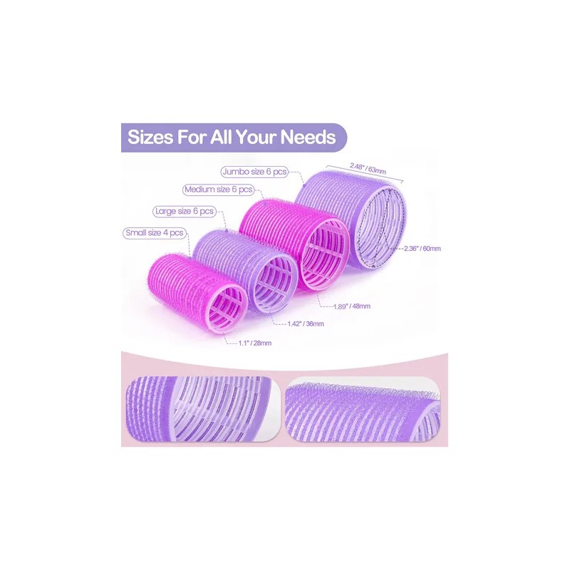 33pcs Hair Rulos Tubos Plástica Para Cabello Autoadheribles Rojo Y