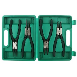 4 Pack 9 inch Snap Ring Pliers Set Heavy Duty Internal/External Circlip Pliers Kit with Straight Bent Jaw Precision Spring Loaded Pliers for Ring Remover Retaining (Green)