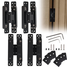 Riyhch 6 inch Hidden Door Hinge, Invisible Door Hinges with 180 Degree Matte Black Swing Hinge, 3 Way Adjustable Butt Concealed Heavy Duty Hinges (Zinc Alloy)