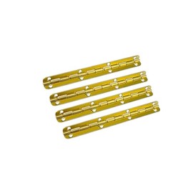 QCAA Solid Brass 90 Degree Small Piano Hinge Wooden Jewery Box, Cabinet Closet, 115mm x 9mm, Vibrated Brass with Lacquered, Made in Taiwan, 4 Pack