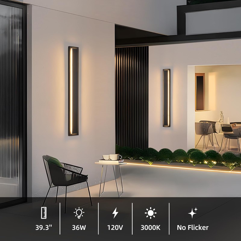 39.3'' 1 Pack Modern Outdoor Light Fixture, Long Exterior LED