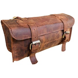 american blue Buffalo Leather Handlebar Saddle Motorcycle Bag Bicycle Tool Bag Leather Travel Accessories Bag Fork Bicycle Accessories Bicycle Carrier (Design No 1)