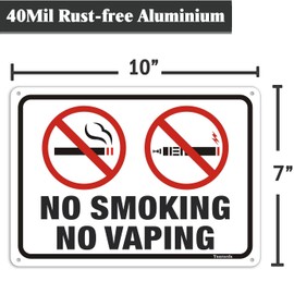 No Smoking Signs for Business No Vaping Sign,Yuntarda 4-Pack 10"x7" Rust Free Aluminum Metal Sign UV Printed 4 pre-drilled Holes for Easy Installation