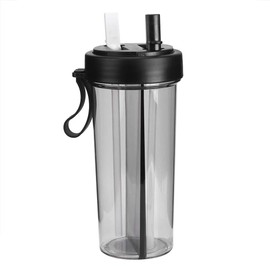 600ml Innovative Dual Use Water Bottle Straw Water Cup for Home Outdoo Dual Use Water Bottle Dual Use Water Bottle a Cu R Camping Sport Dual Drink Water Bottle Dual Cup Two (Black)