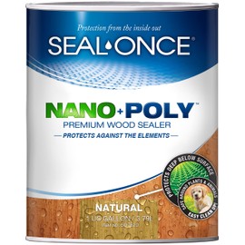 Seal-Once Nano+Poly Penetrating Wood Sealer with Polyurethane - Premium Waterproof Sealant -1 Gallon & Natural