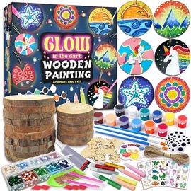 klmars Kids Wooden Painting Kit-Glow in The Dark-Arts & Crafts Gifts for Boys Girls Ages 5-12-Easter Craft Activities Kits - Creative Art Toys for 5, 6, 7, 8, 9, 10, 11 & 12 Year Old Kids