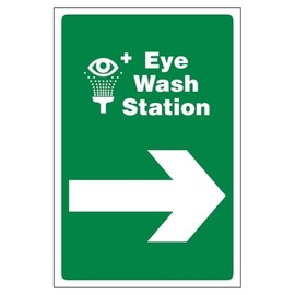V Safety Eye Wash Station Arrow Right 200 x 300mm - 3mm Aluminium Composite Safety Sign