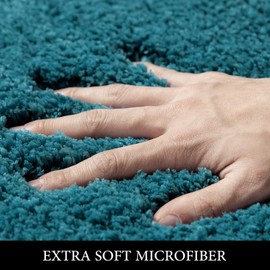 MIULEE Thick Small Non Slip Bathroom Rug Shaggy Soft Bath Mat Plush Microfiber Absorbent Water for Shower Tub Machine Washable (Teal, 16x24 Inches)