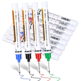 TIESOME Pack of 12 Deep Hole Markers, 20 mm Drill Hole Markers Marker Pens Deep Hole Marker for Wood Plastic Wall Metal Cardboard Construction Site Pen (Black, Blue, Red, Green)