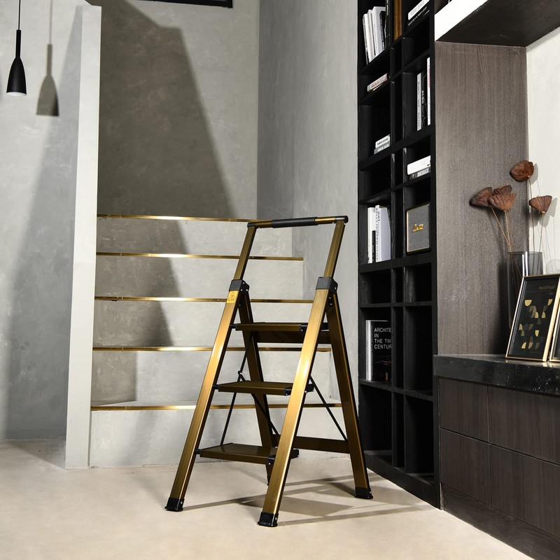 XinSunho 3 Step Ladder, Aluminum 3 Step Stool with Retractable