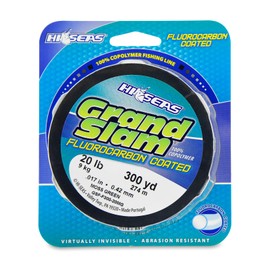 Hi-Seas-SEAS Grand Slam - Línea de Pesca recubierta de fluorocarbono, Prueba de 8 Libras, diámetro de 11 Pulgadas, Verde Musgo, 300 Yardas