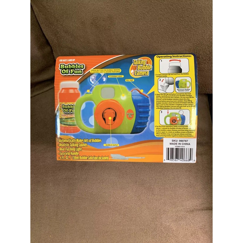 BUBBLES OF FUN TALKING BUBBLE CAMERA SOUNDS & LIGHTS YELLOW/GREEN