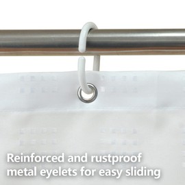 YISURE Narrow Shower Curtain 90cm Wide, White Textured Shower Curtain for Bathroom Tub, Waterproof Fabric Shower Curtain with Plastic Hooks 35" W x71 L /90x180cm