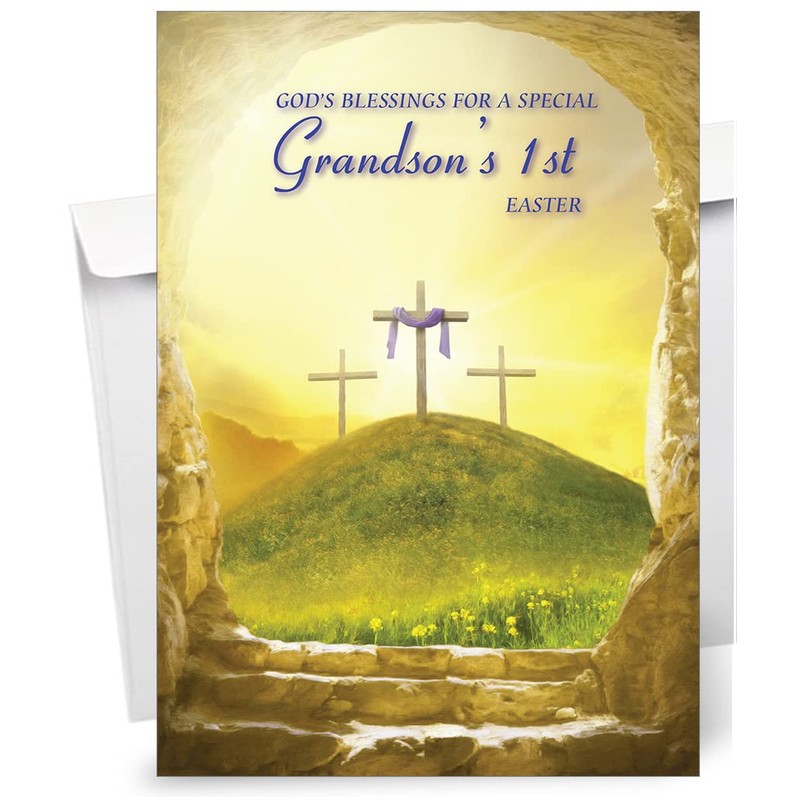Grandson 1st Religious Easter Card - Christian Easter Card -